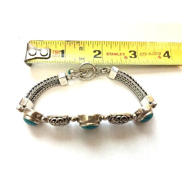 QVC Turquoise & Sterling Silver 925 Station Link Bracelet – Excellent - Picture 6 of 7